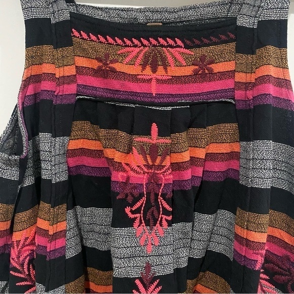 FREE PEOPLE Vintage Stripe Swing Tank Boho Hippie Embroidered Folklore Size XS - Picture 3 of 10